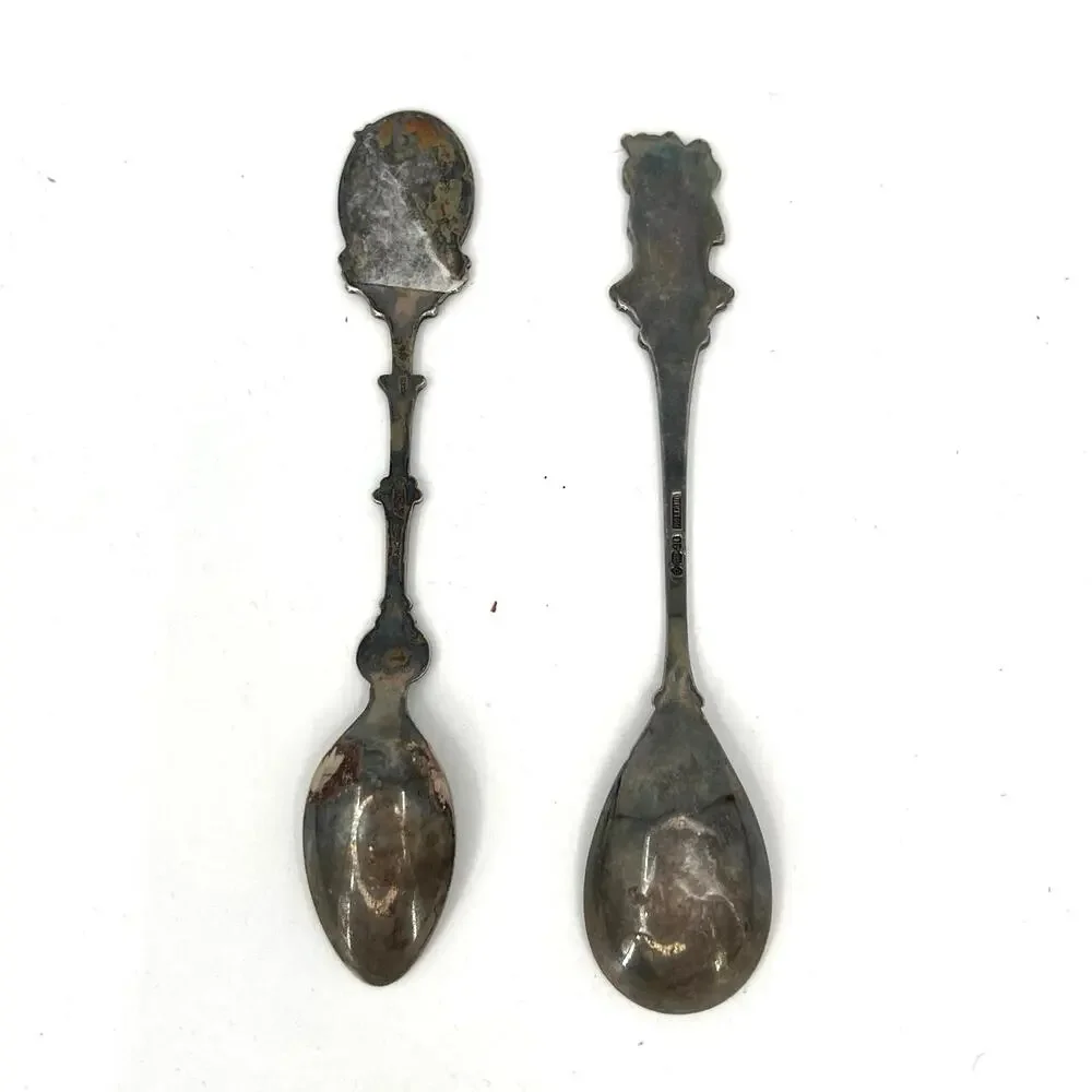 Sterling silver plated souvenir spoons - Alpine Village and Christmas 1973